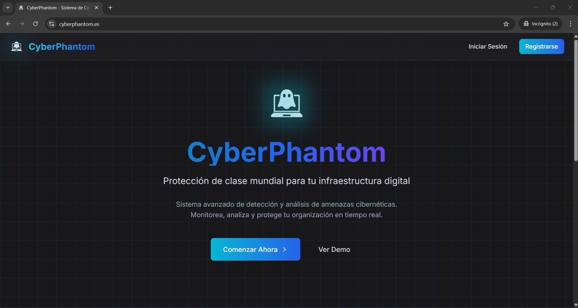 Interfaz de seguridad de CyberPhantom